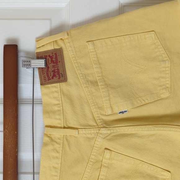 Levi's 501 Classic High Waisted Button Fly Cut Off Jean Shorts Pastel Yellow 28 - Picture 11 of 12
